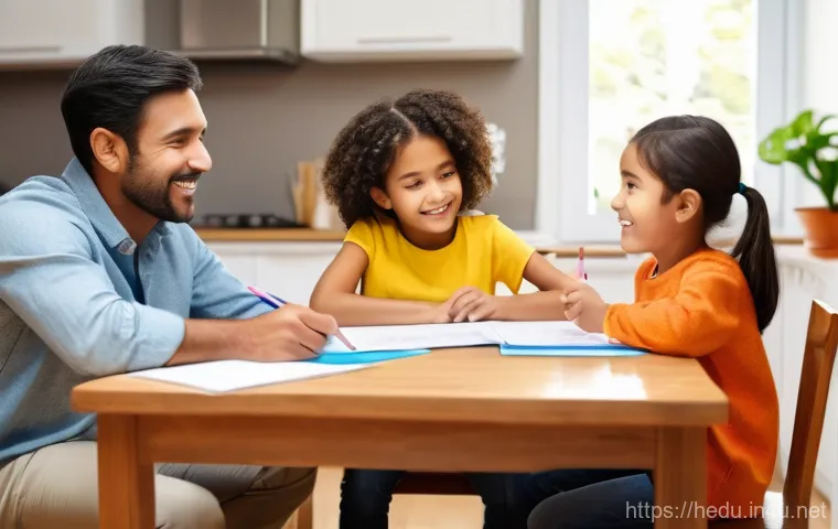 부모와 아이의 상호 존중 훈련 - **Image Prompt: Attentive Parent and Expressive Child**
    A brightly lit, cozy living room. A moth...